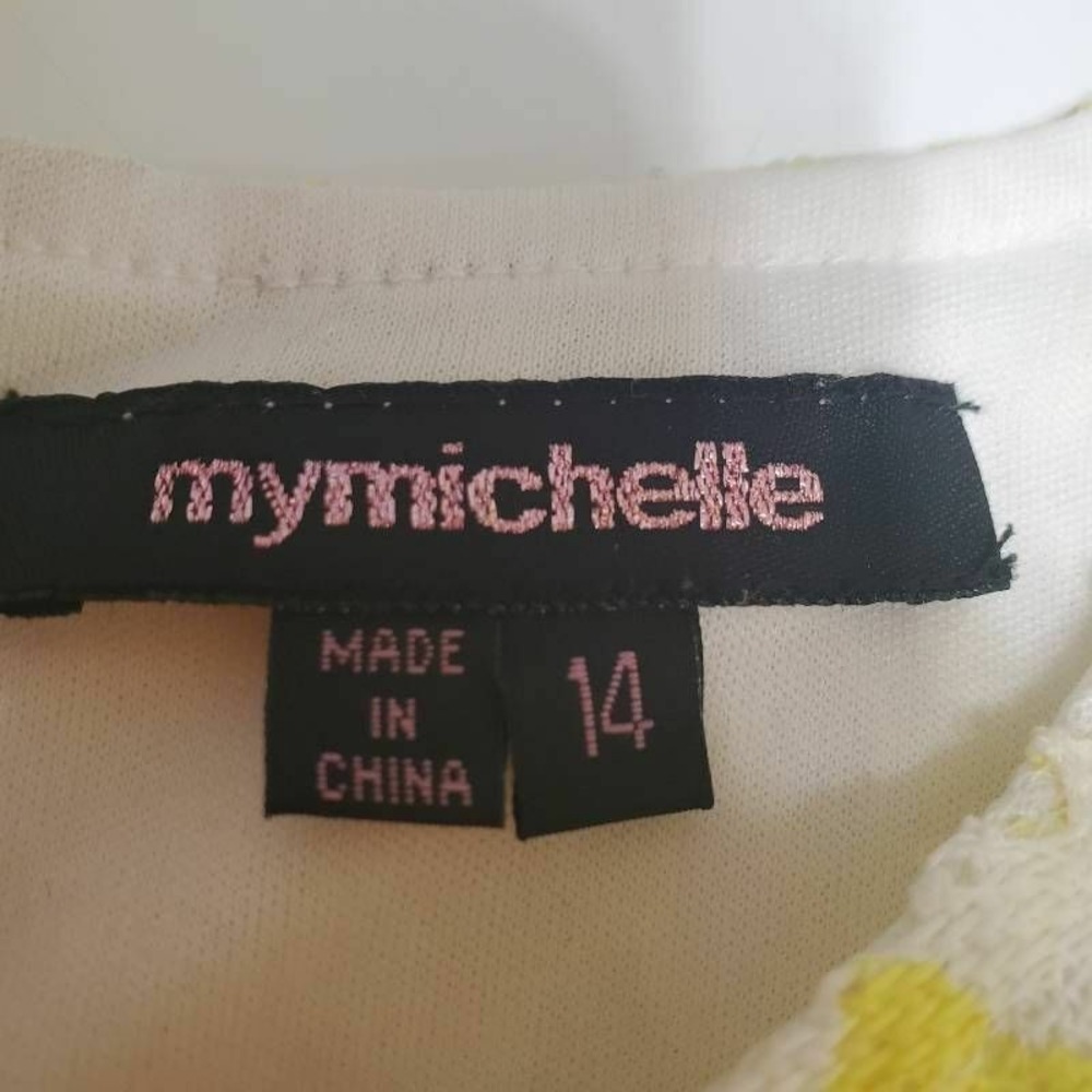 My Michelle Girls A-Line Yellow Butterfly Crochet Lace Keyhole Back Tie Fringe14 - Picture 11 of 12